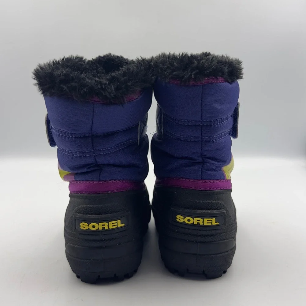 Sorel Snow Commander Purple Black Waterproof Toddler 7 Kids Boots NV1877-484